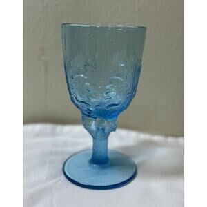 Vintage L.G. Wright Blue Glass Maple Leaf Goblet